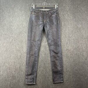 Hudson Nico Super Skinny Mid Rise Blue Snake Print Stretch Jeans Size 25